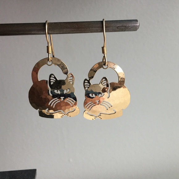 wild bryde Jewelry - VINTAGE HANDMADE cat earrings GF